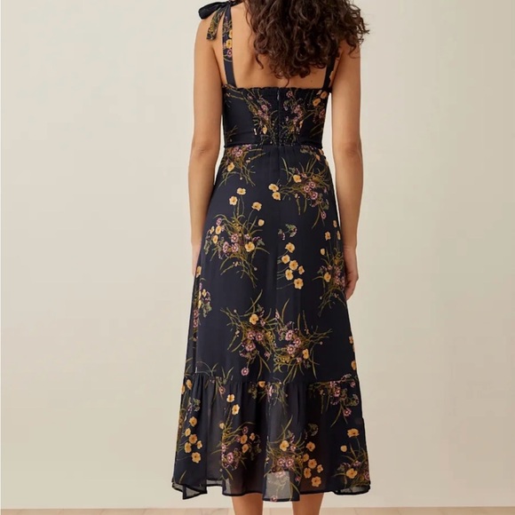 Reformation Black Floral Midi Dress “Nikita Dress”. Size small. - Picture 4 of 9